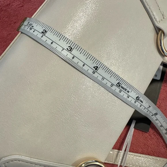 Cream Shoulder Bag with Lace-Up Side Detail - Picture 12 of 13